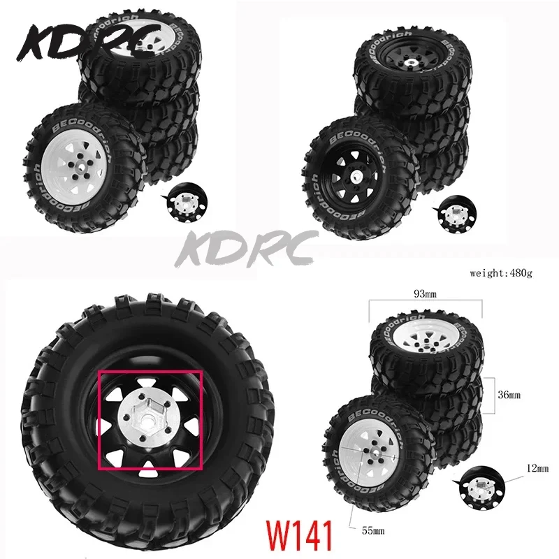 

4pcs 93mm Metal 1.9" Beadlock Wheel Rim Rubber Tire Set for 1/10 RC Crawler Car Traxxas TRX4 RC4WD D90 D110 Axial SCX10 MST