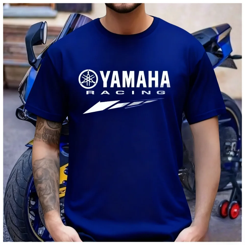 تي شيرت مطبوع عليه شعار ياماها، تي شيرت رجالي عصري وكاجوال، تي شيرت رياضي صيفي ممتص للعرق للموتوكروس