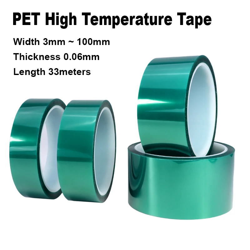

3mm ~ 100mm PET Green High Temperature Masking Shielding PCB Solder Plating Insulation Protection Heat-Resistant Adhesive Tape