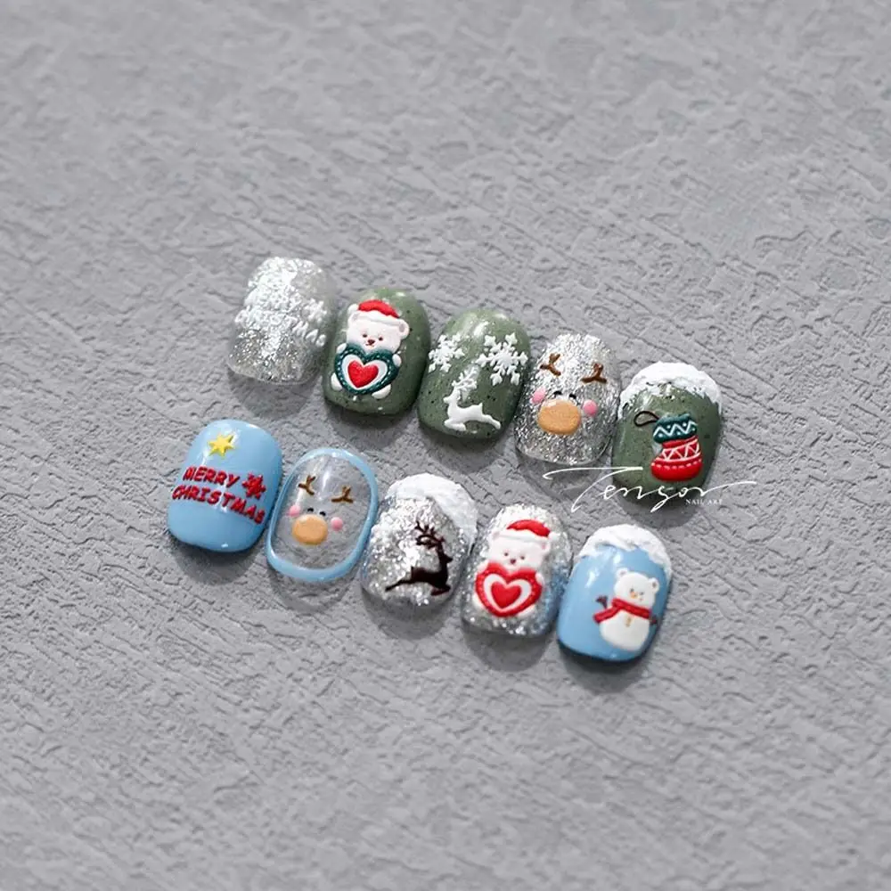 Nail Accessories Christmas Nail Stickers Embossed Stickers Xmas Nail Charms Christmas Nail Decals Manicure Ornaments Snowflake