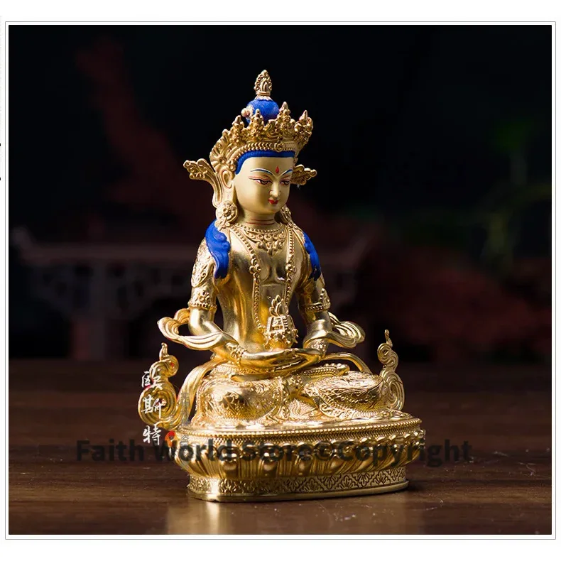 High grade Buddha figure - HOME family TOP efficacious Protection Tibetan Buddhism gold-plated Amitayus buddha statue-16CM