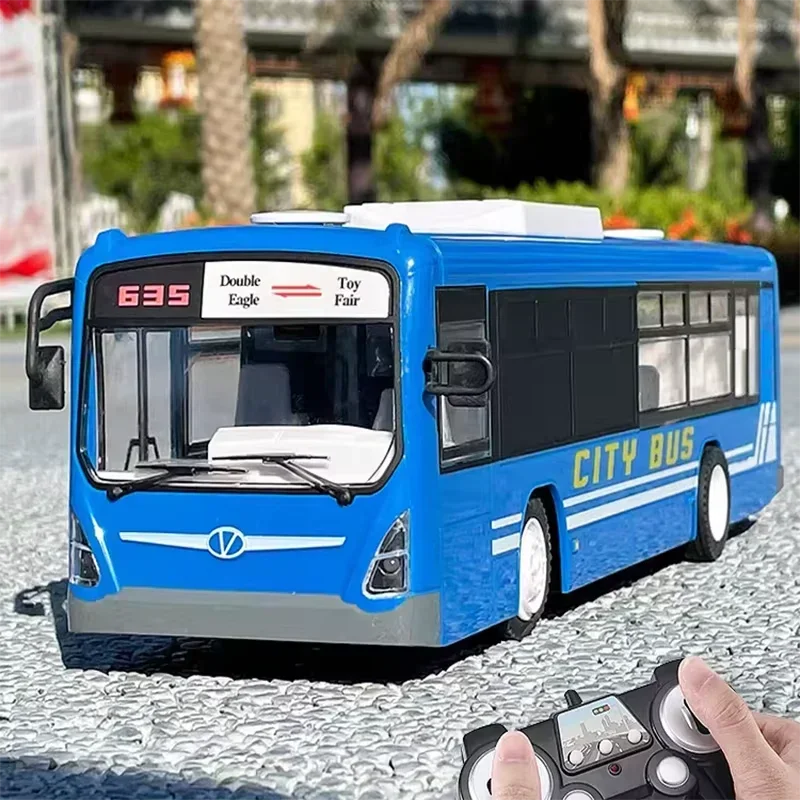 Double E E635 RC Bus 6CH Remote Control Car Open Door Tour Bus with Sound Light Electronic Vehicle Model Kid Toy Birthday Gifts