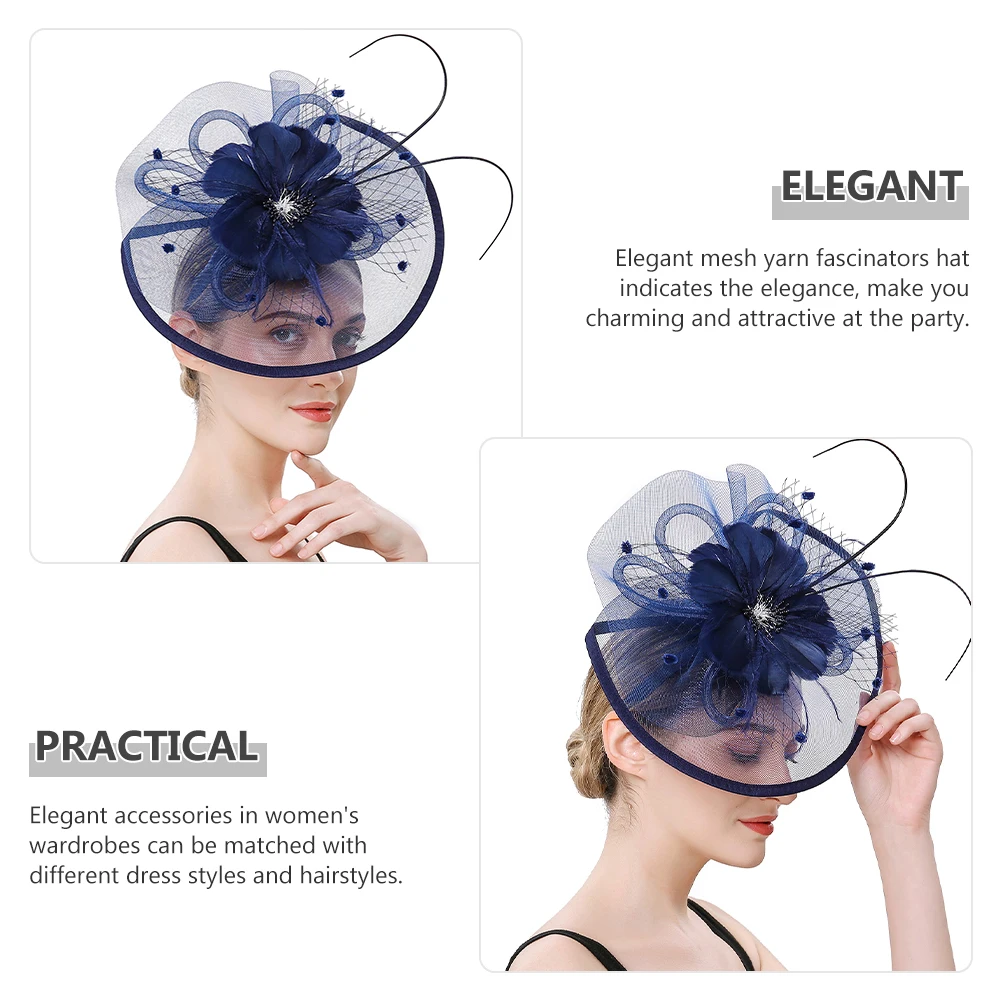 

Women's Hats & Caps Mesh Head Flower Fascinators for Vintage Headband Navy Decorations Miss