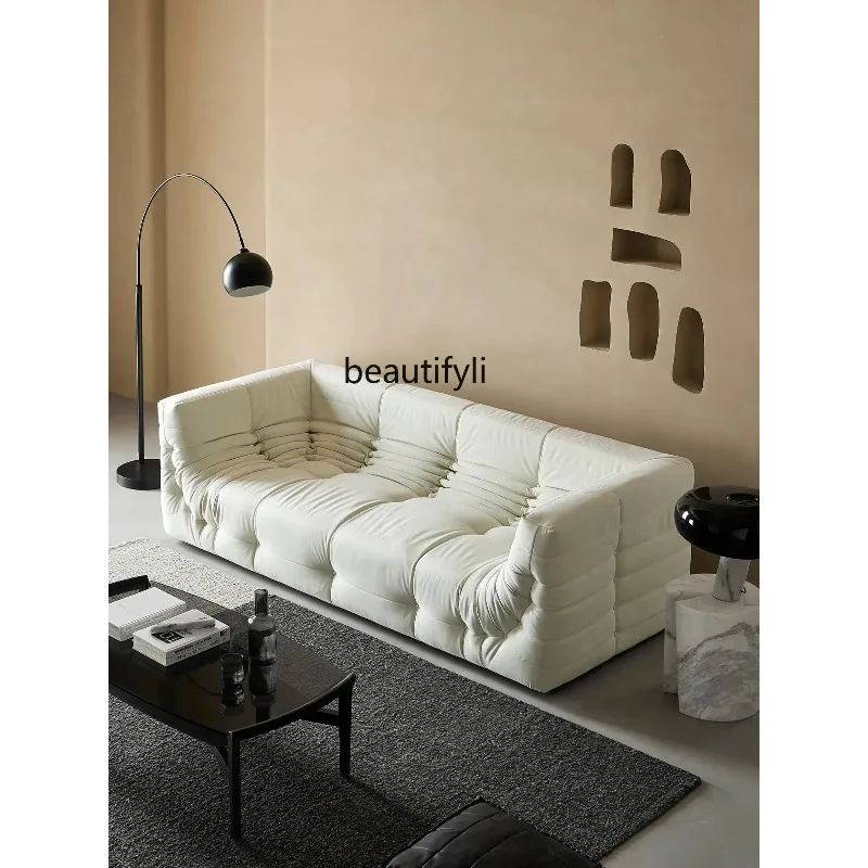 

new Caterpillar-Silent Style Faux Leather Straight White Three-Seat Pull Buckle, Living Room, Small Apartment ss 26