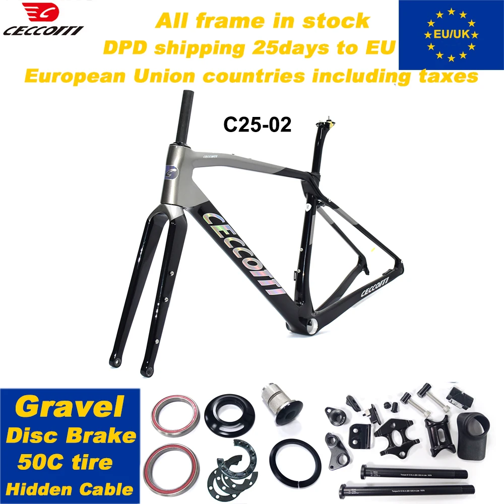 

CECCOTTI Brand Gravel frame in stock shipping fast DPD shipping Carbon frame Disc brake bicycle frameset