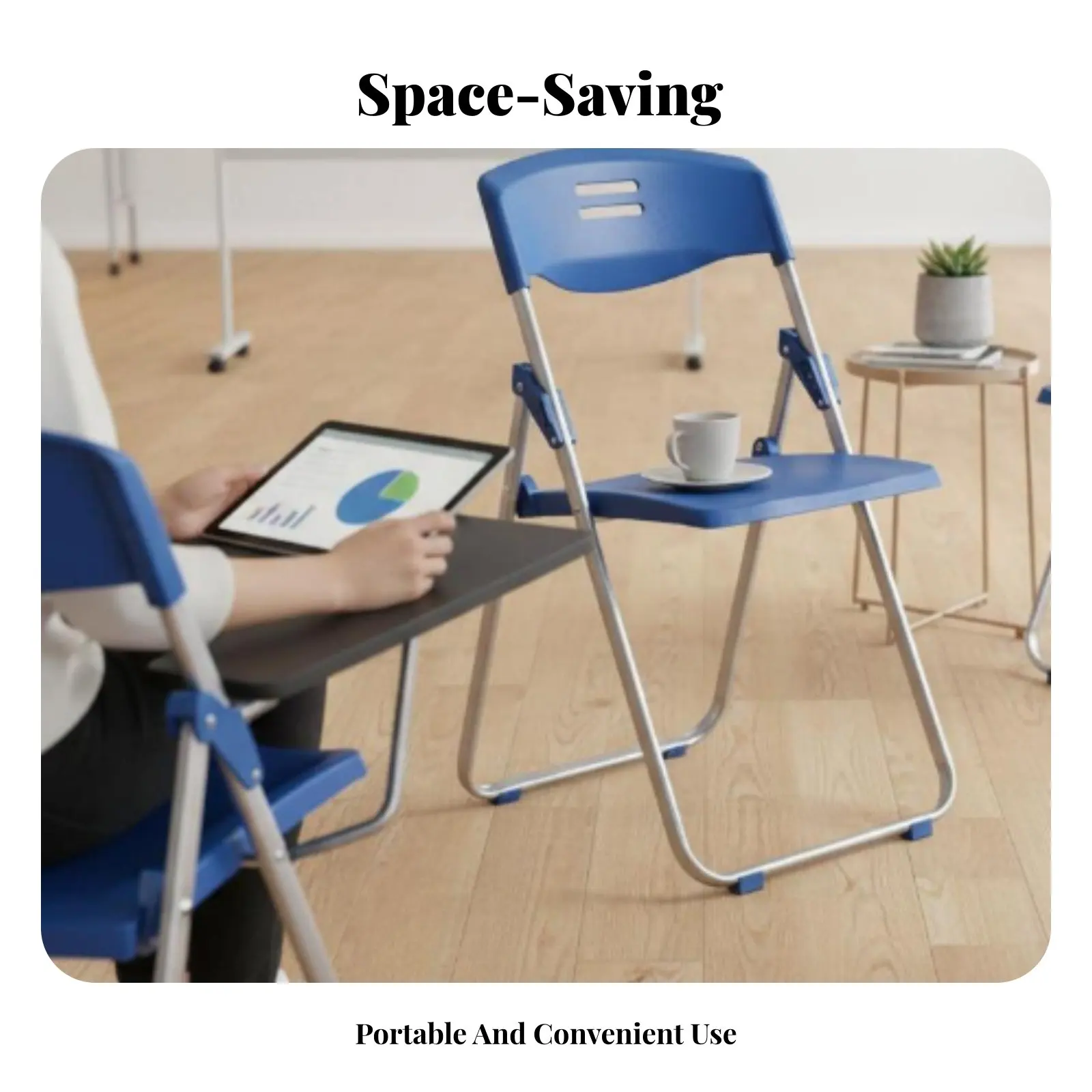 

Folding Chair with Writing Tablet Foldable Design Institutional Furniture Long-@previousing Frame No Assembly Required