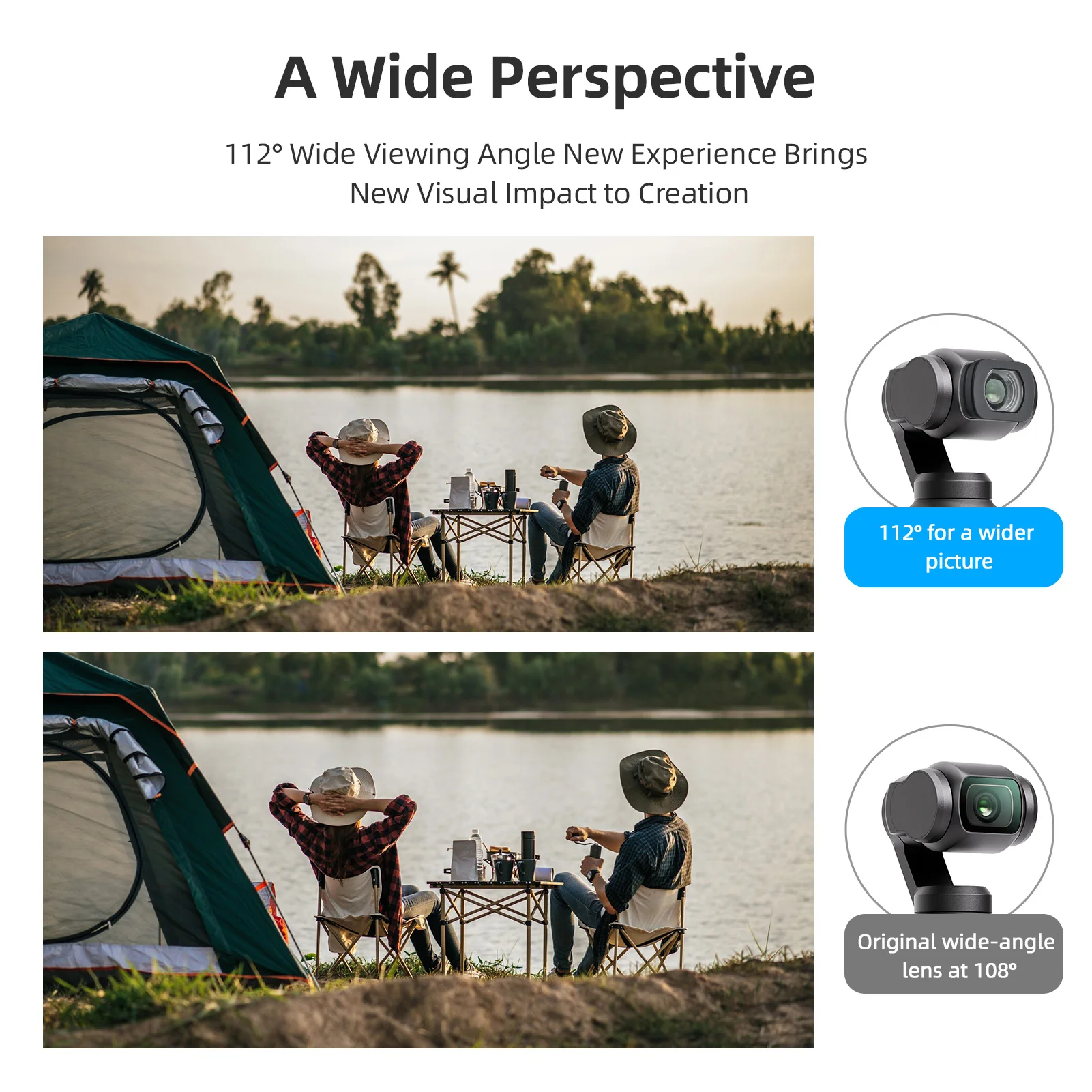 112 Wide Angle Lens 0.72X Magnification Magnetic Mounting Camera External Lens Replacement for DJI OSMO Pocket 3 Accessory