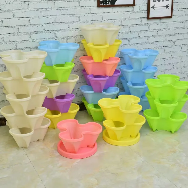 

Multi-layer composite resin flowerpot strawberry vegetable planting potted plant