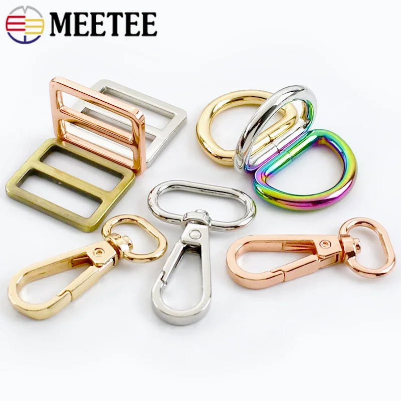 2/5 مجموعات Meetee 16-38 مللي متر قطب جراد البحر مشبك D حلقة مشبك معدني حزام حلقة تسلق كليب هوك حقيبة حزام ثلاثي الإنزلاق المنزلق الأجهزة