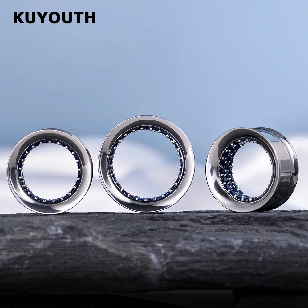 ​KUYOUTH Ear Tunnels Expanders Plugs Screw Stainless Steel Earring Piercing Body Jewelry Gauges 2PCS