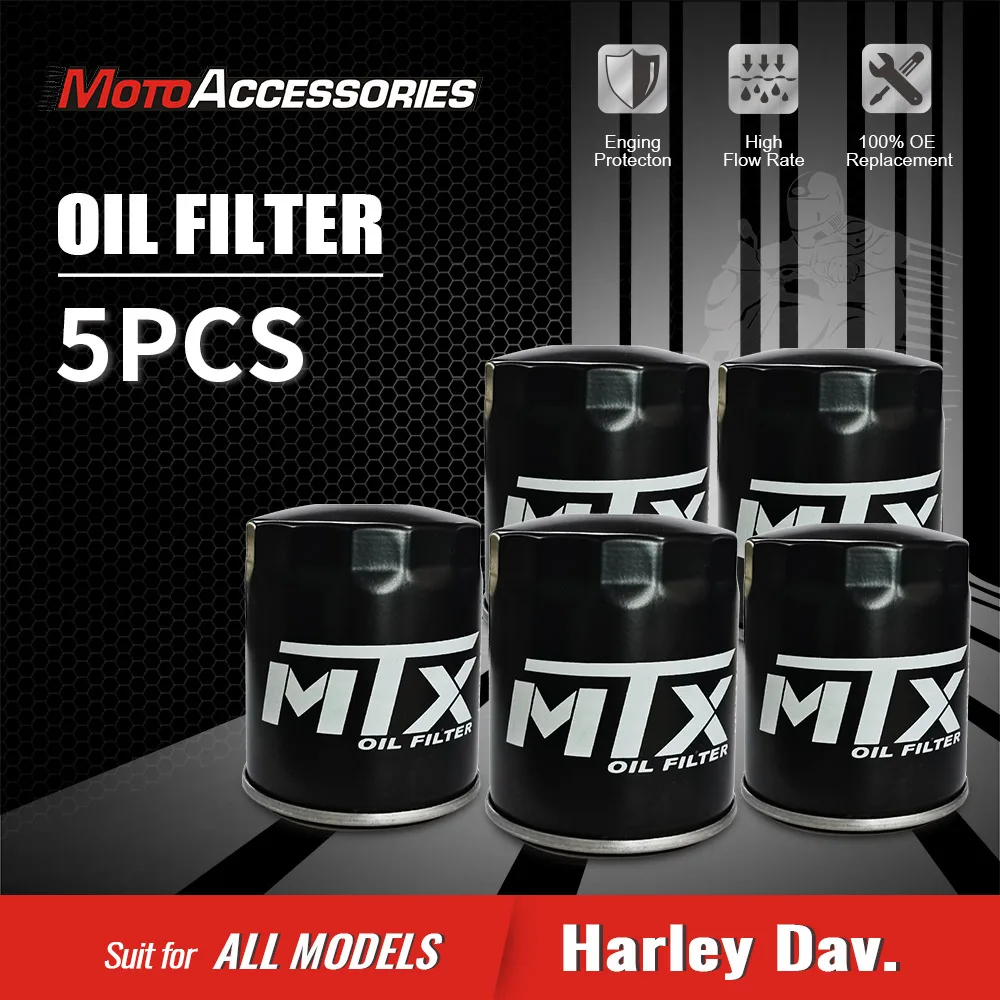 5pcs of Fuel Filter For Harley Davidson FXRS FLTC-U FLFB FLHR FLHTCUTG FLHTKSE FLHRXS FXDWG FXDF FLSS XL1200T XL883L Oil Filters