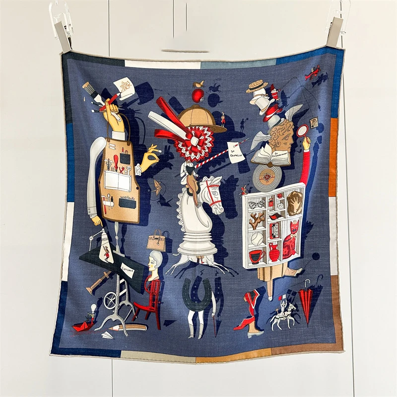 

Silk Wool Scarf two faced print Scarves Luxury Shawls Head Bag Accessories Herms Rolled Bandanas Neck Hair Decoration