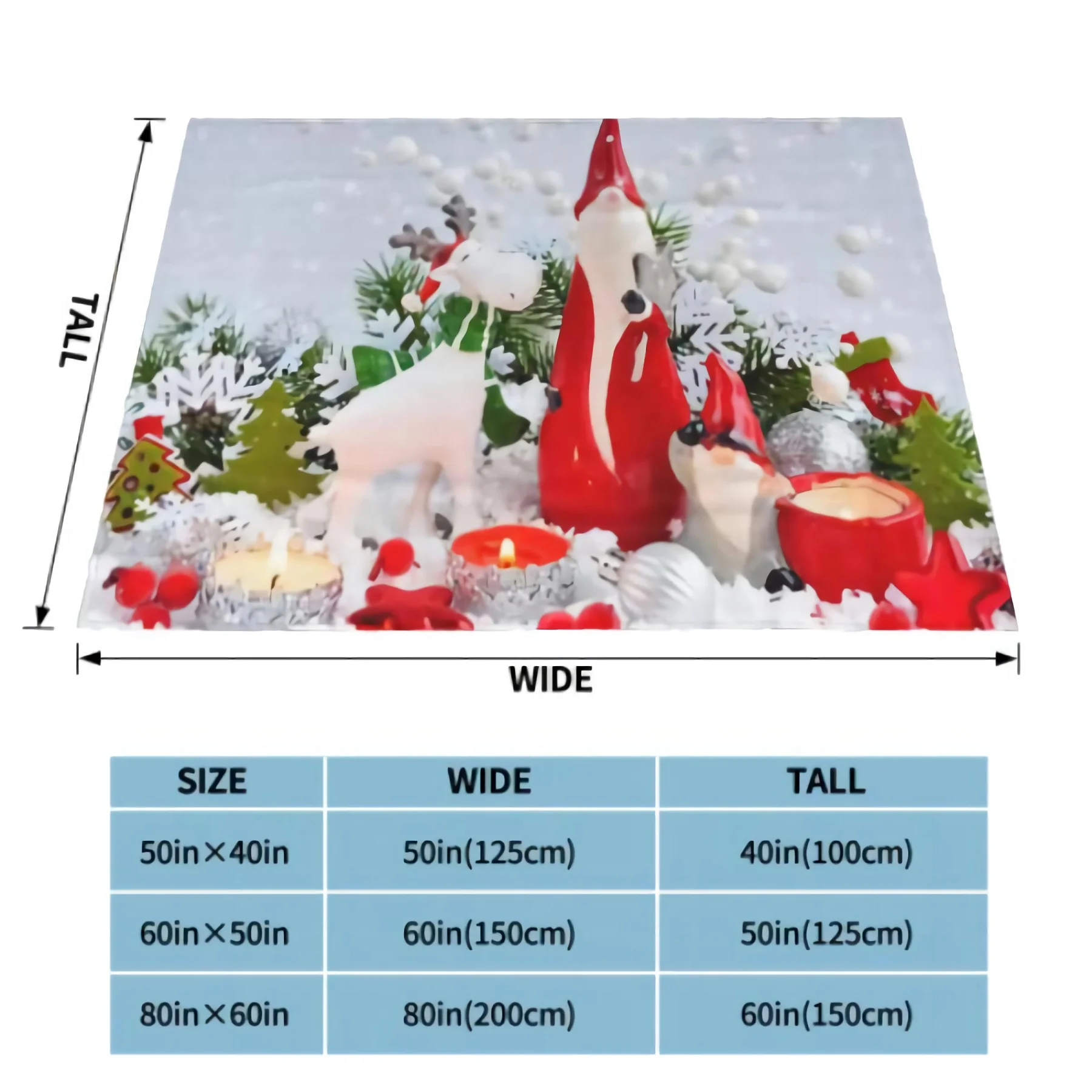 Super Warm And Soft Blanket 3D Image of Cute Gnomes And Elks In Red Hats Throw Blanket Micro Blanket For Bed All Season Decor