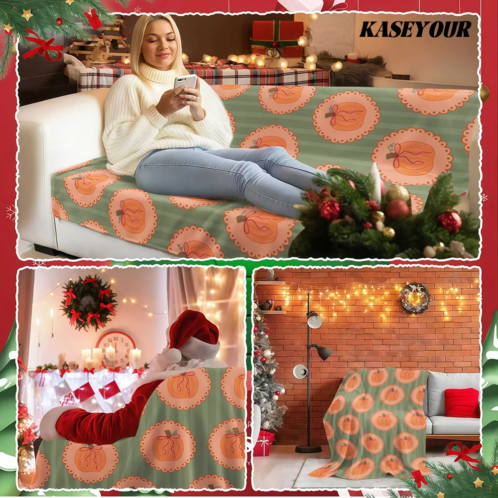 3D Puff Daisy Pumpkin Halloween Flannel Blanket Soft Fuzzy Plush Cozy Warm Throw for Sofa Bed Couch Home Decor