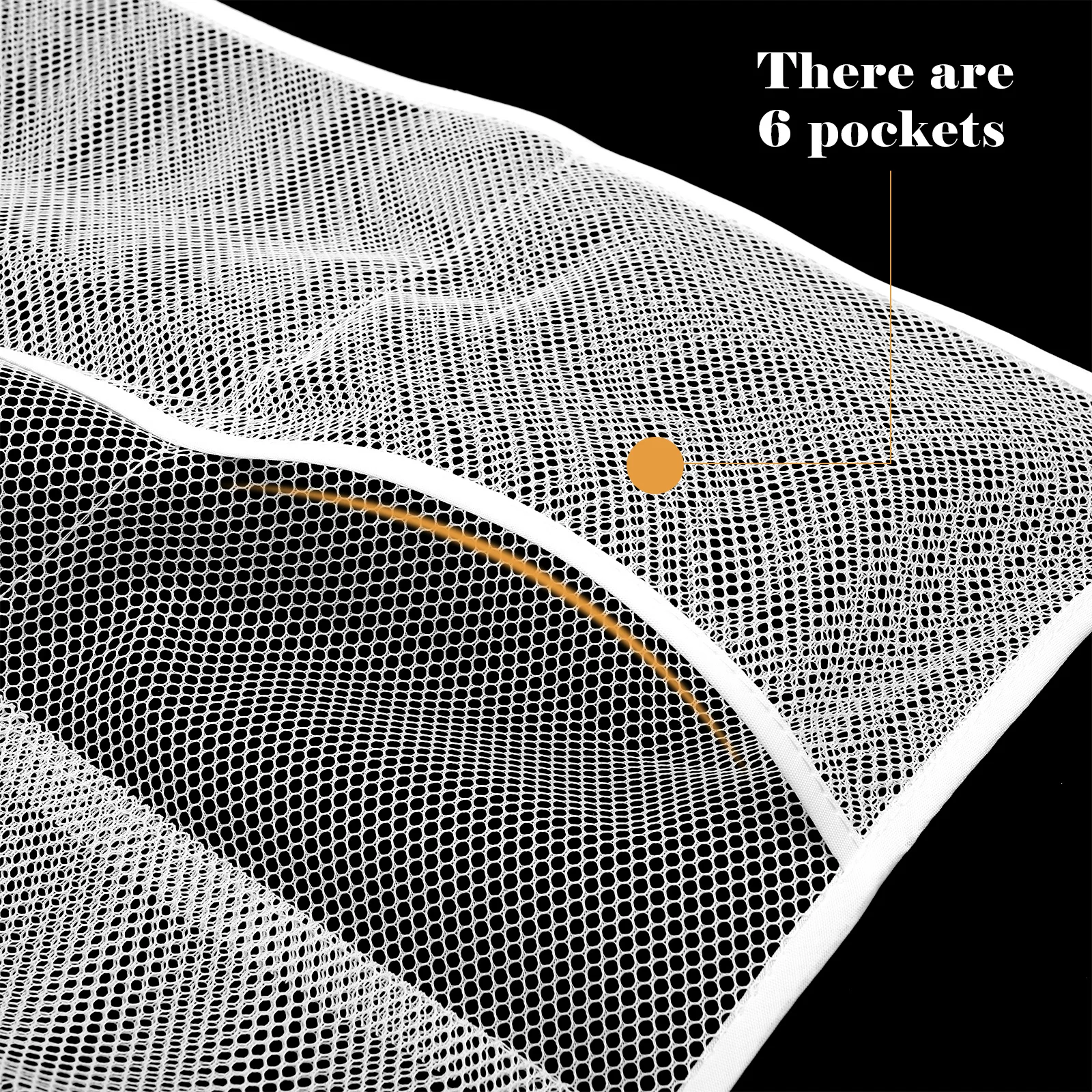 

6 Pockets Mesh Shower Organizer Hanging Bath Storage Bag with Ring Hooks for Toiletries Soap Shampoo Towels Bathroom Accessories