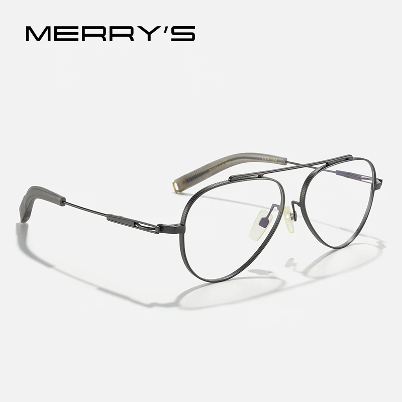 MERRYS DESIGN Pure Titanium Glasses Frame For Men Women Classic Pilot Prescription Eyeglasses Ultra Light Optical Eyewear S2902