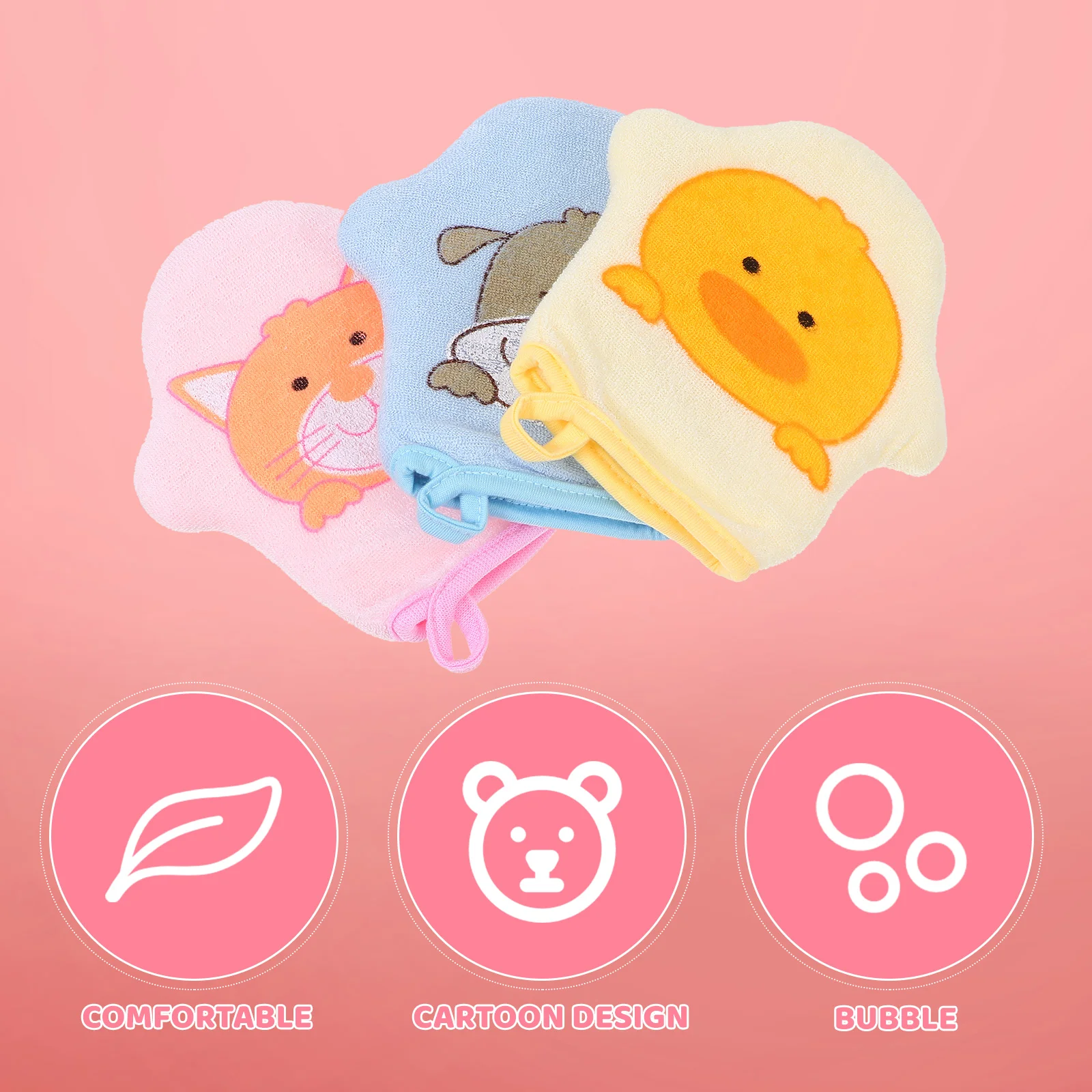 3 Pcs Scrub Gloves Baby Bath Mitt Bathing Mittens Soft Sponge Washcloths for Kids Wipe