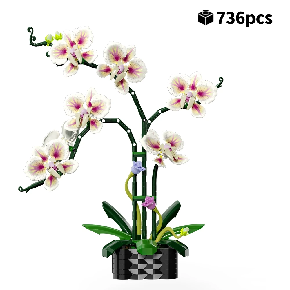 

Набор для творчества из 736 деталей: конструктор-букет Орхидея (Фаленопсис), вечный цветок, подарок на День святого Валентина для девочек и детей