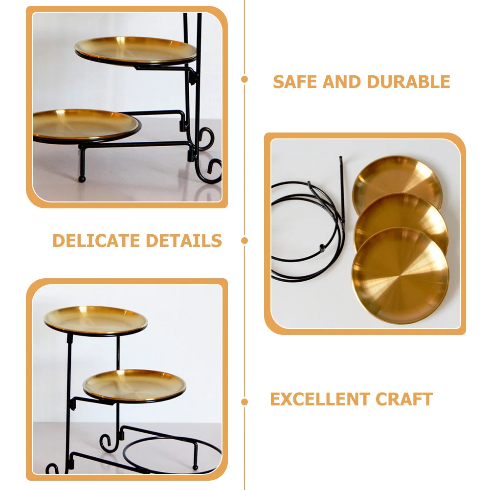 

1Set Fruit Plate Cake Stand Snack Tray Stainless Steel Food Organizer Desktop Serving Dish Wedding Party Decorative