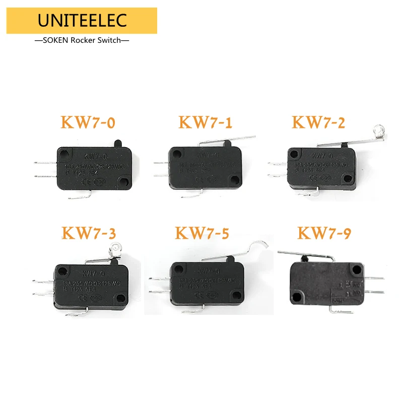 Uniteelec 10Pcs/Lot  KW7-0/7-1/7-2/7-3/7-5/7-9 Micro Limit  Switch 16A 250V