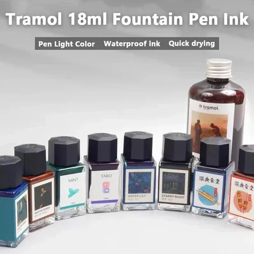 Tramol 30 colores 18ml pluma estilográfica tinta vidrio embotellado recarga tintas cartucho escuela materiales de tinta para oficina papelería PK JINHAO