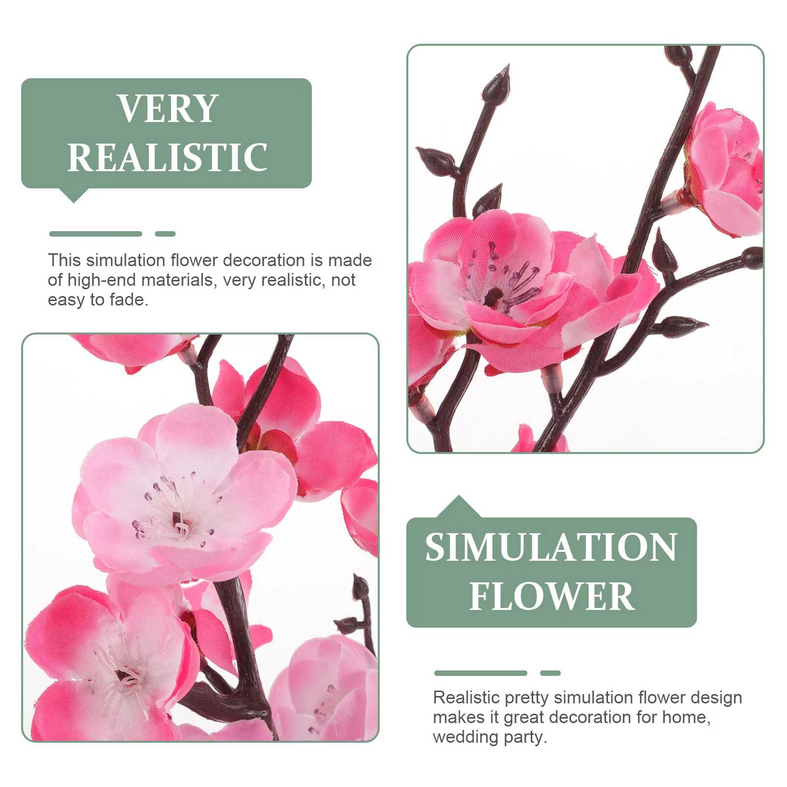 

3Pcs Artificial Plum Blossom Branches Bright Realistic Silk Simulation Flowers Home Decor DIY Wreath Bouquet Party Accessories