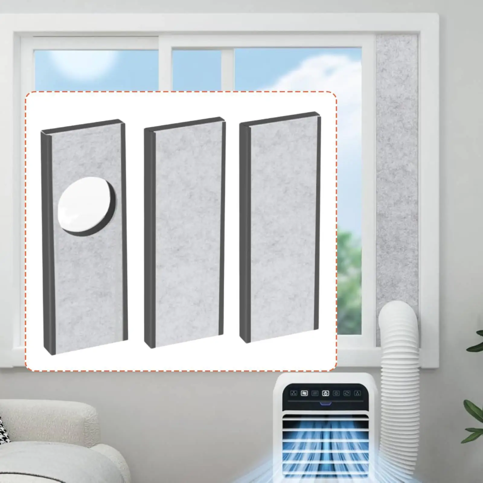 3Pcs AC Vent Seal Panels Window Vent Kit Air Conditioner Insulating Panel for Seal Heat