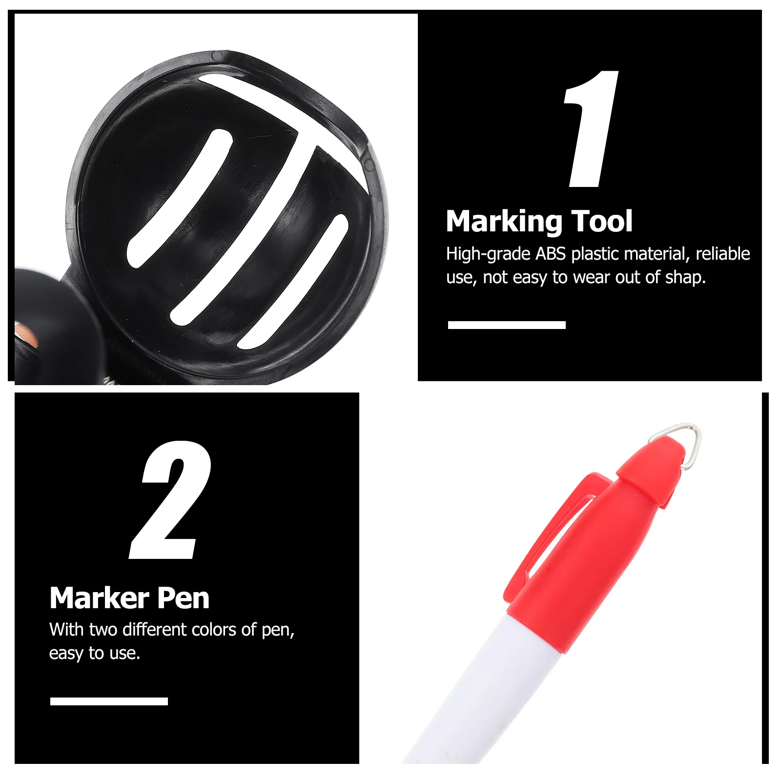 1Set Golfs Ball Line Marker Clip Type ABS Material Drawing Tool Double Side Golf Balls Marker Alignment Device
