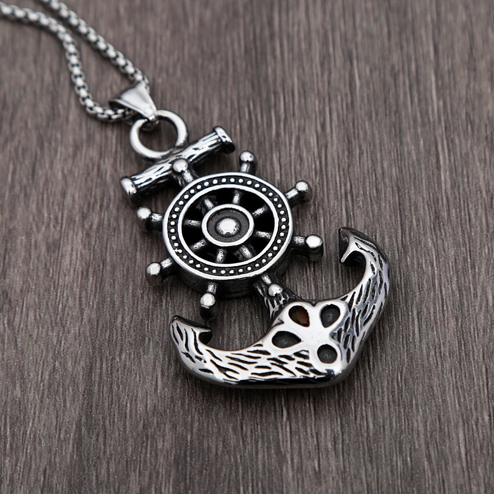 

Vintage Nordic Large Sea Anchor Necklace Punk Stainless Steel Viking Biker Pendant For Men Amulet Jewelry Gifts Wholesale