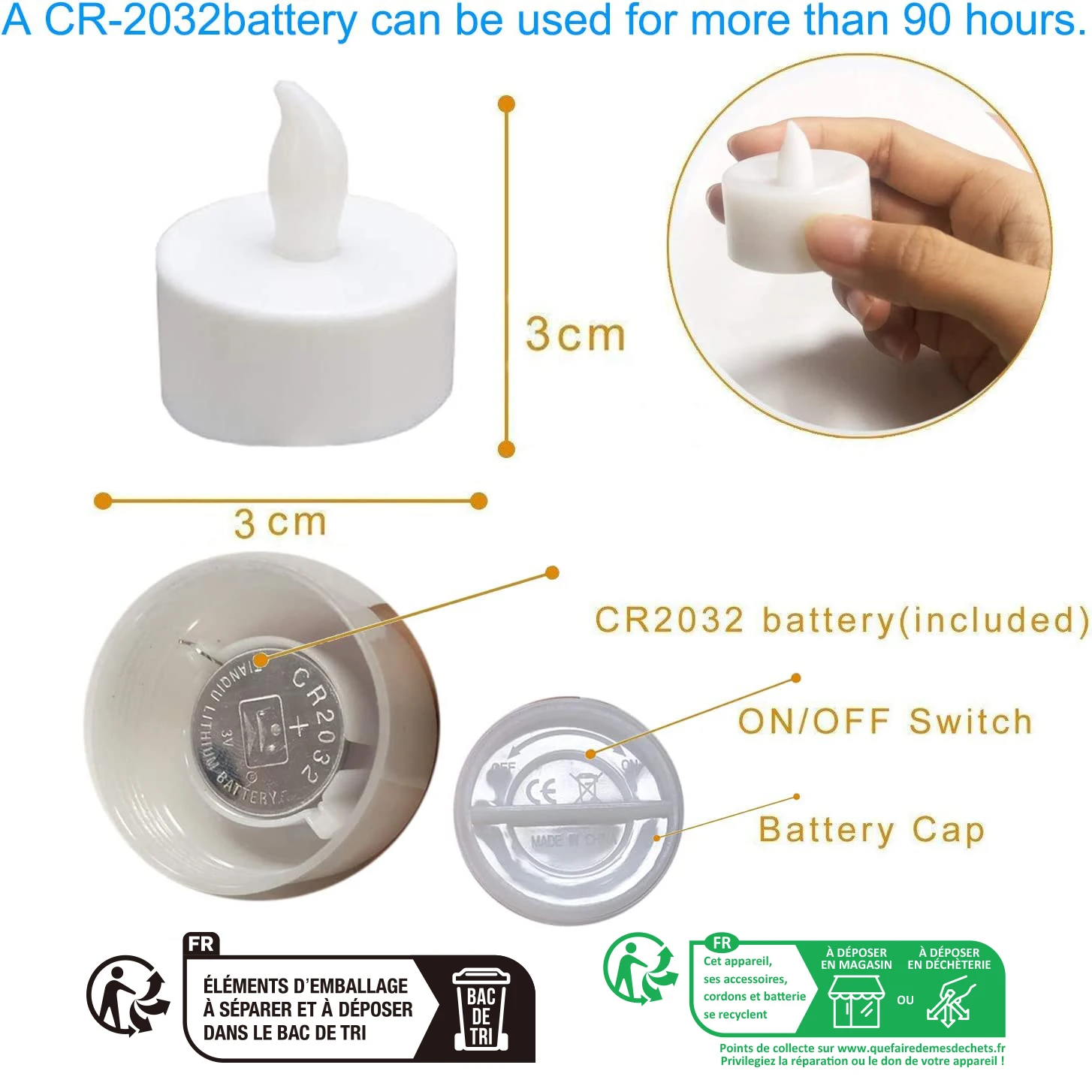 شموع بإضاءة ليد تعمل بالبطارية ، شموع لخلق أجواء دافئة ، أضواء ساطعة تومض بشكل طبيعي ، 48 ، 24 عبوة ، 12 عبوة