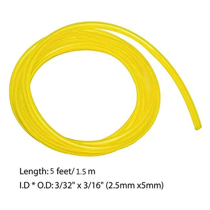 4pcs 1.5m Yellow Oil Resistant Hose Fuel Hose Lawnmower Parts Set Home Outdoor Yard Garden Supplies 4 Size 2.5mm 3mm