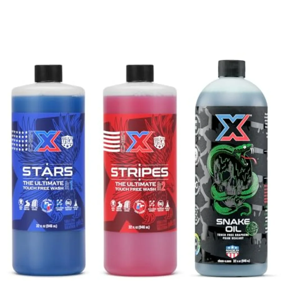 

Набор Touch Free Clean + Seal: Stars and Stripes: Идеальная бесконтактная мойка автомобиля 2x32 унции + пенное средство Snake Oil Venom Graphene Foam Seal
