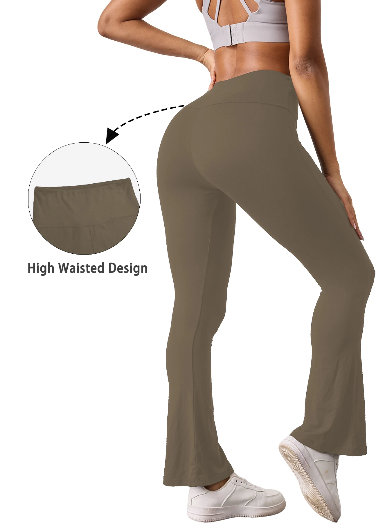 Damskie spodnie do jogi z wysokim stanem i rozszerzanymi nogawkami. Idealny do jogi lub na co dzień.