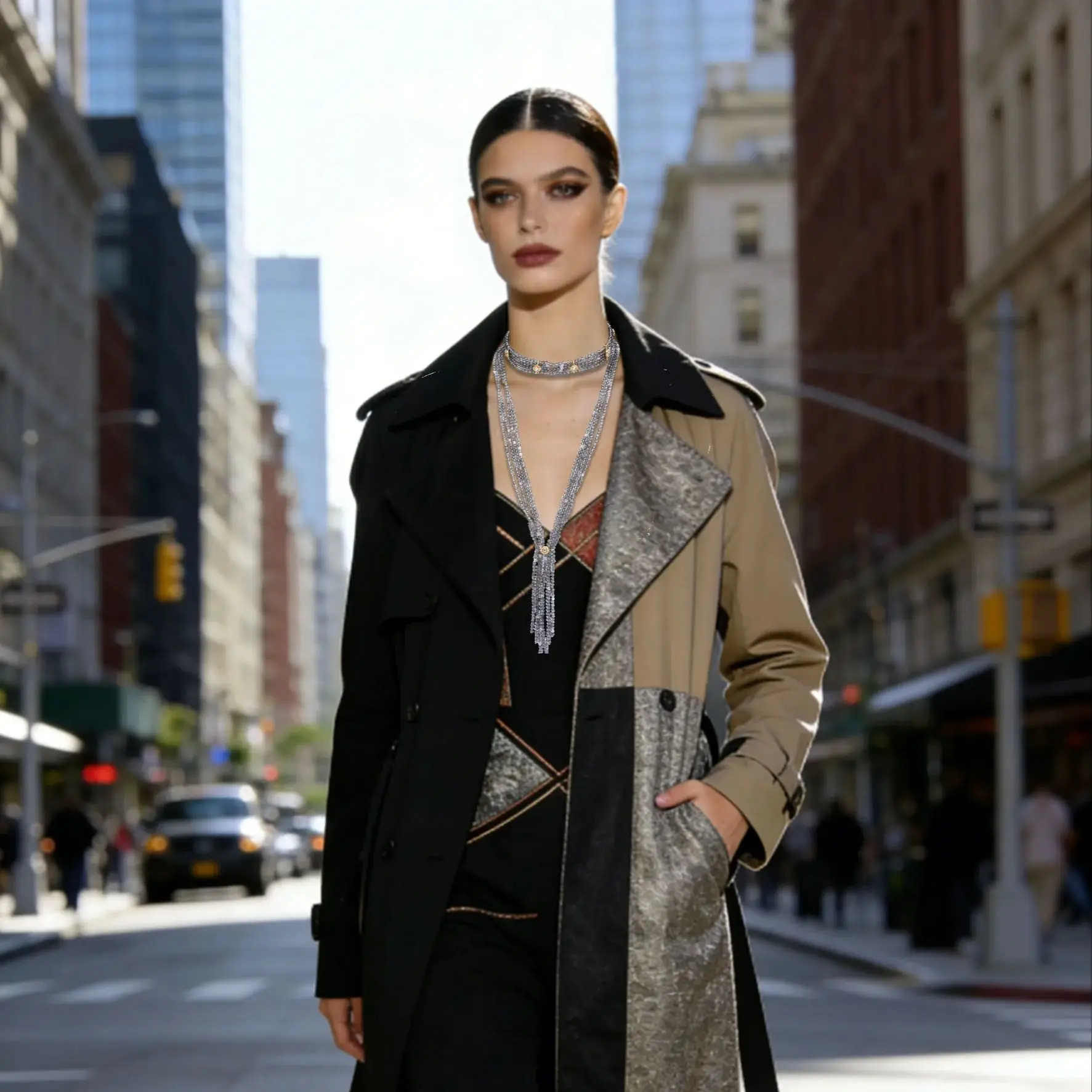 

Light Luxury Evening Party Style 2-piece Set Layered Necklaces Beads Western Fashion Party Women Accessories