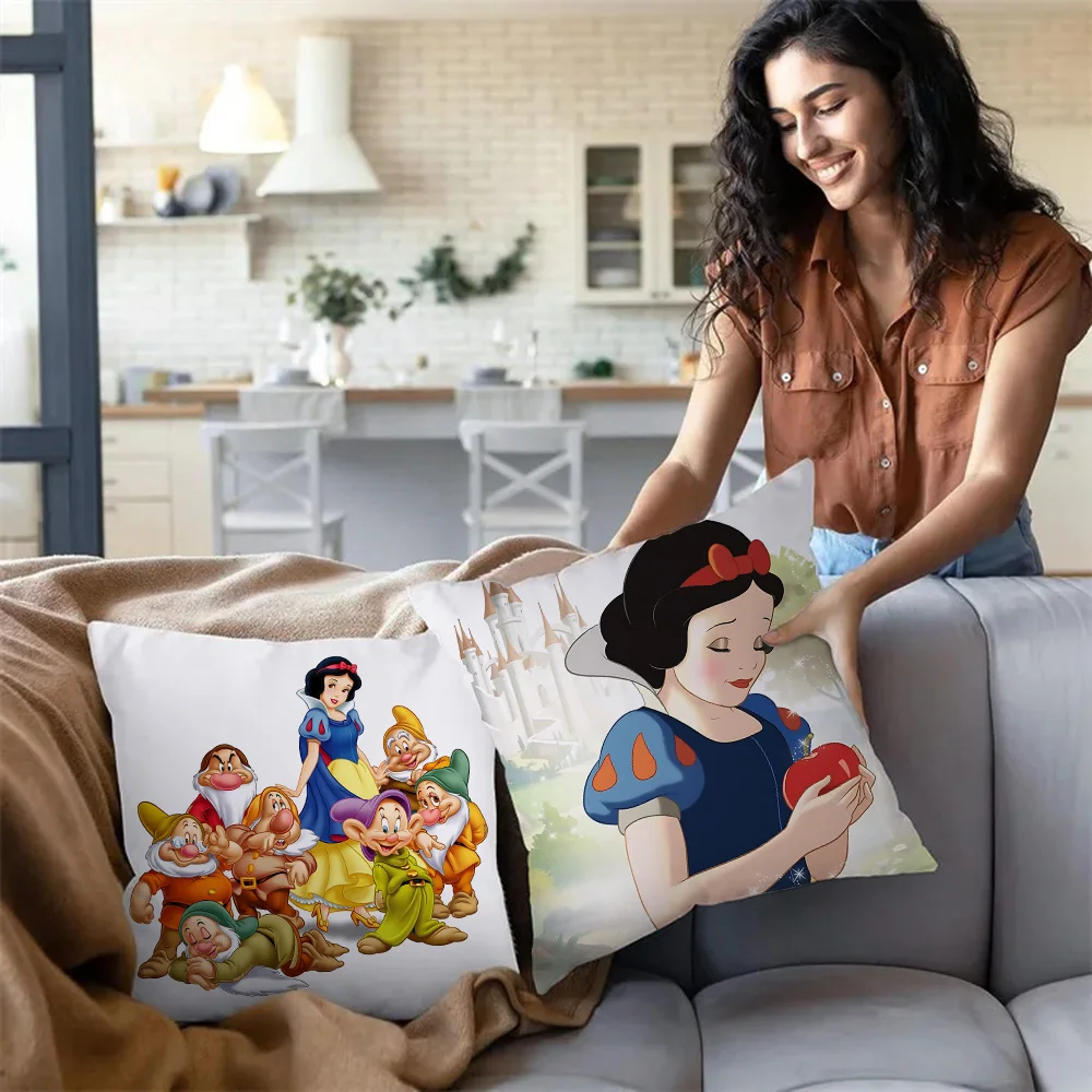 Disney Snow White Pillow Covers Cartoon Sofa Decorative Home Double-sided Printing Short Plush Cute Cushion Cover