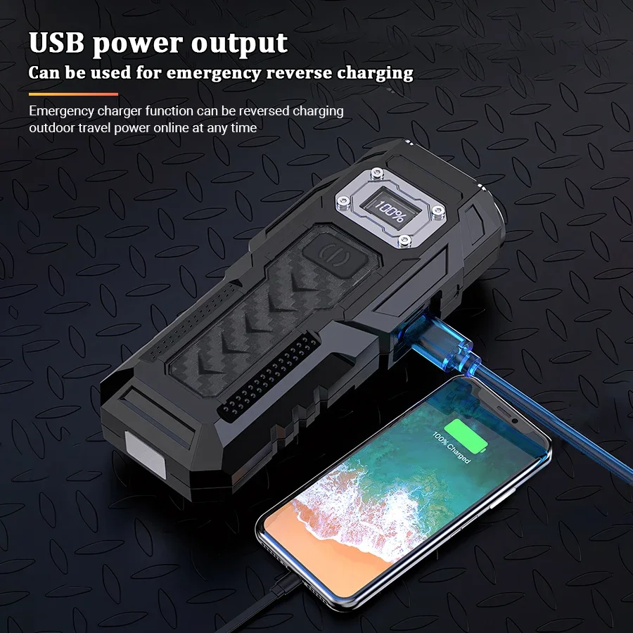 D5 8LED+COB Flashlight Strong Light USB Rechargeable Tactical Flashlight with Strong Magnet Work Emergency Lighting Torch Lamp