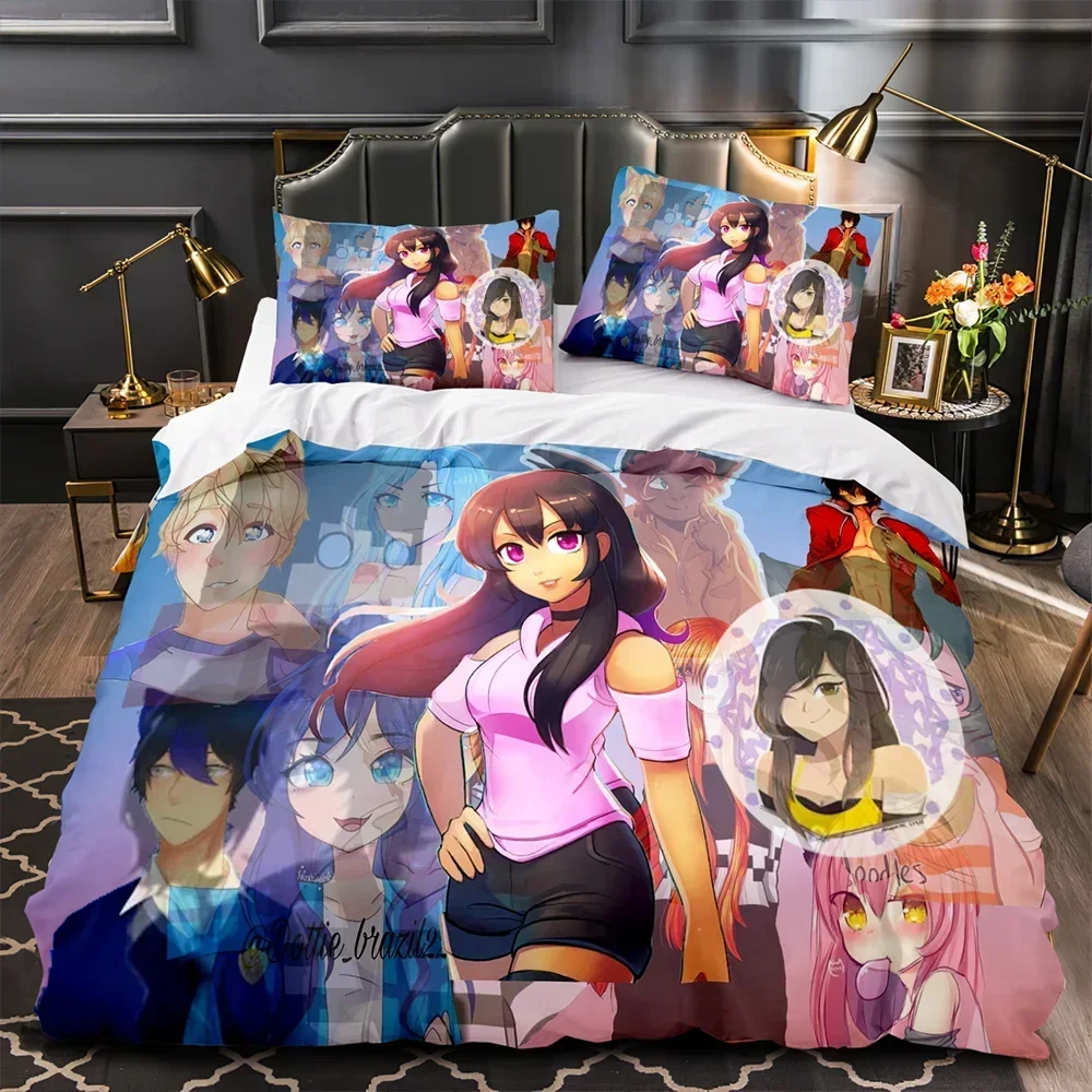 

APHMAU Kawaii Aphmau Comfortable Duvet Quilt Cover Pillowcase Bedding Set Children Bedroom Decoration Home Textile