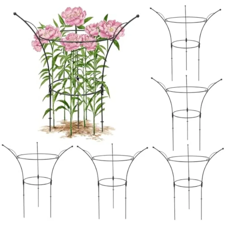 

Peony Cages and Supports Cages 13" D x.8" H Heavy Duty Metal Support Frame for Peonies and Roses Natural Bouquet Shape Garden S