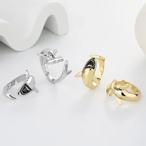 Gold- und Silbertierring für Männer und Frauen, Ozeanfingerschmuck, offene offene Ringe, Meereshai, Mode, Wikinger 6 Hauptverkaufswasser Marine Schmuck - №6