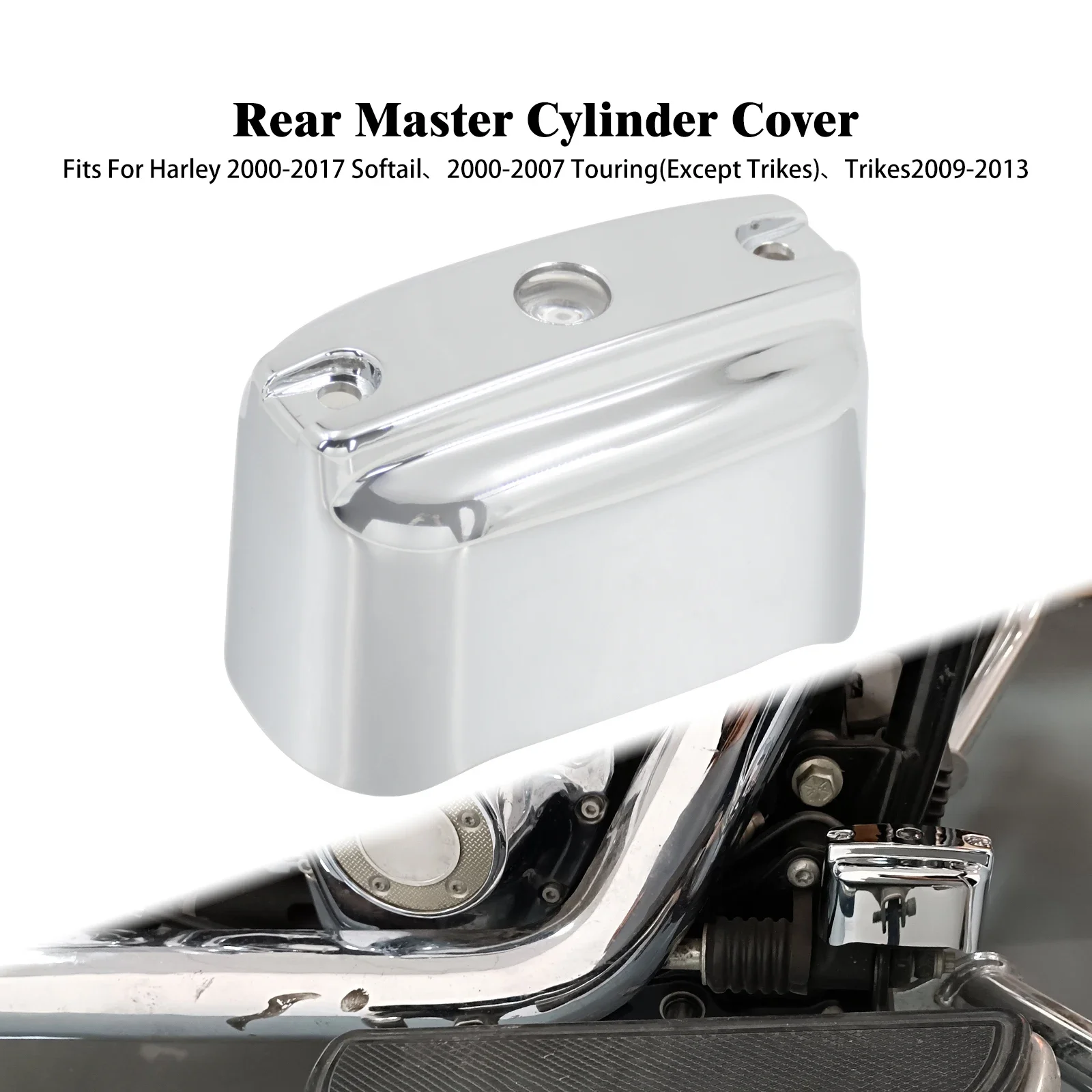 

Motorcycle Rear Brake Master Cylinder Cover Metal For Harley Heritage Softail Low Riders FLST 00-17 Touring Road King FLHT 00-07