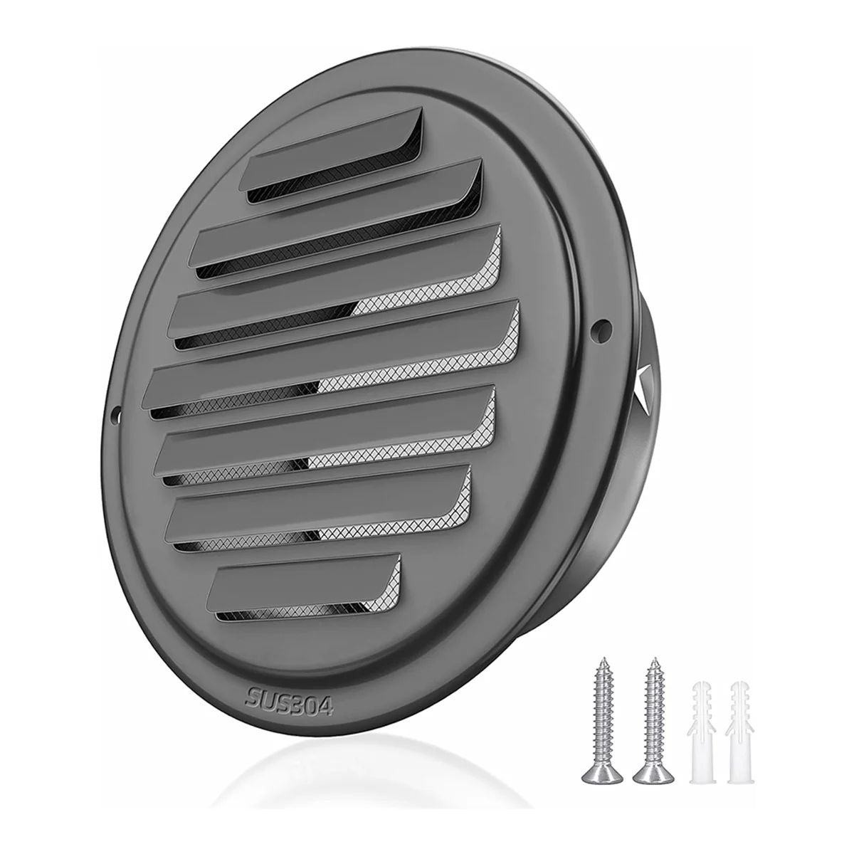 4inch 304 Stainless Steel Air Vents, Louvered Grille Cover Vent Hood Flat Ducting Ventilation Air Vent Wall Air Outlet