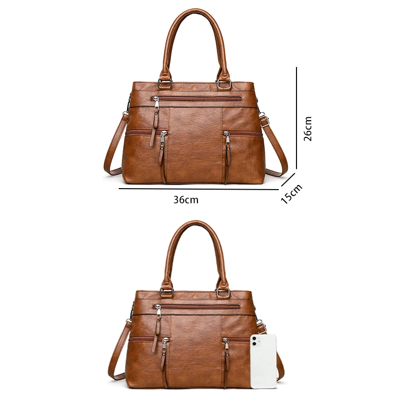 Genuine Brand Soft Leather Top-handle Bags Female Handbags Women Shoulder Crossbody Tote Messanger Bag Large Capacity Sac