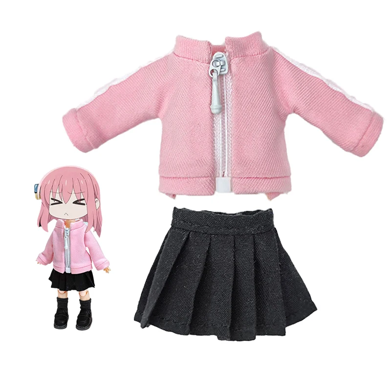 2Pcs Lonely Rock Goto Kazuri Ob11 Baby Clothes Kawaii Cute Zipper Sportswear Sweatshirt Jk Skirt Suit Dress-Up Baby Clothes