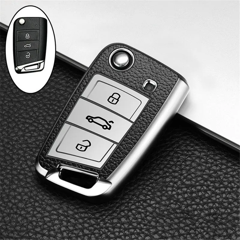 Für Volkswagen VW Polo Golf7 MK7 Tiguan für Skoda Octavia Kodiaq Karoq für Seat Ateca Auto Schlüssel Fall Abdeckung Tasche Schlüsselbund Schutz