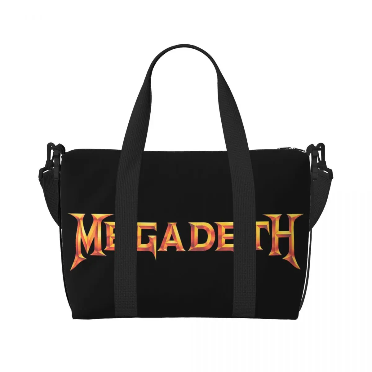 Custom Heavy Metal Rock Roll Music Megadeths Print Tote Bag Women Large Capacity Beach Gym Shoulder Travel Bag