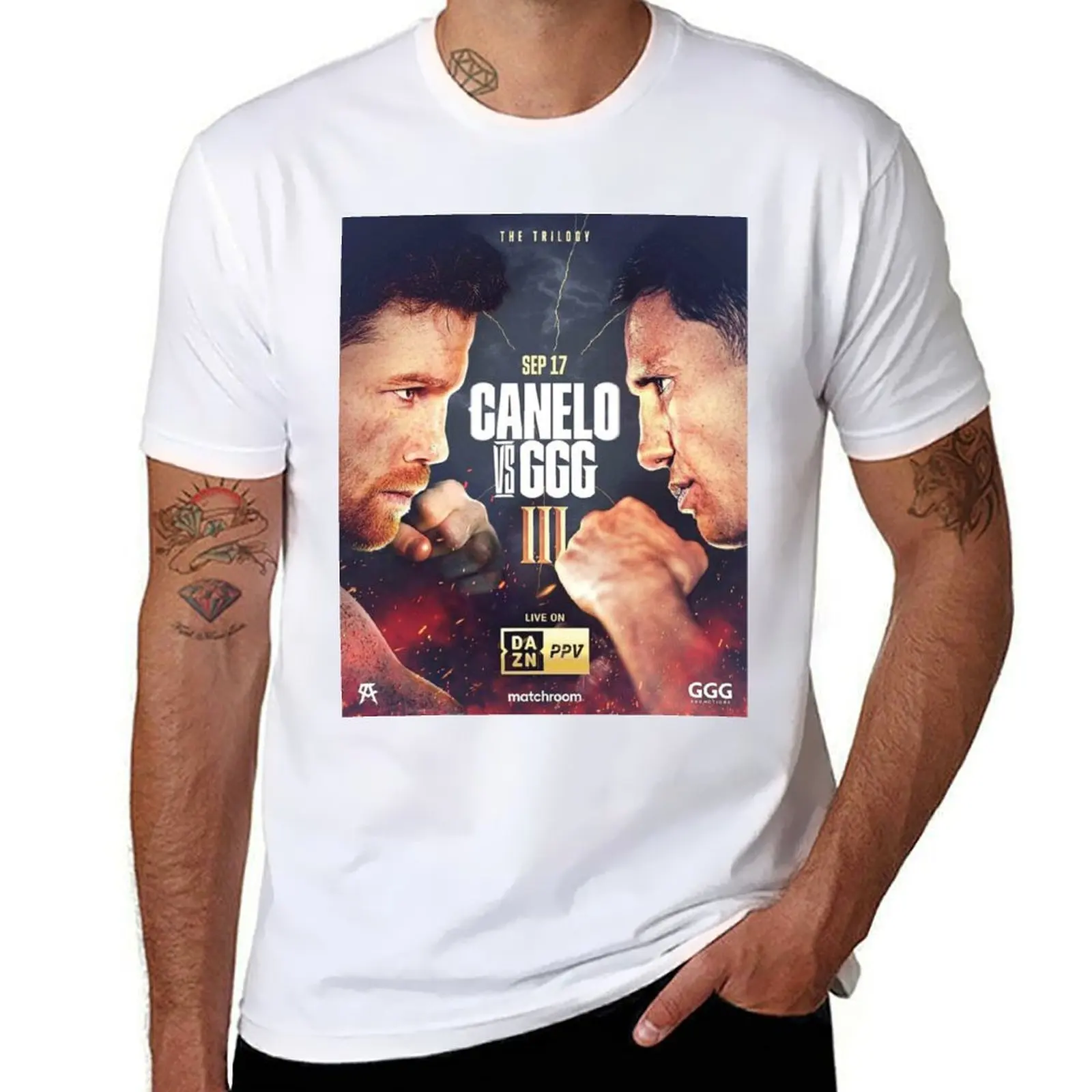 

Canelo vs GGG Trilogy Fight T-Shirt black cotton t-shirt plain for man package t shirt for man T-Shirt