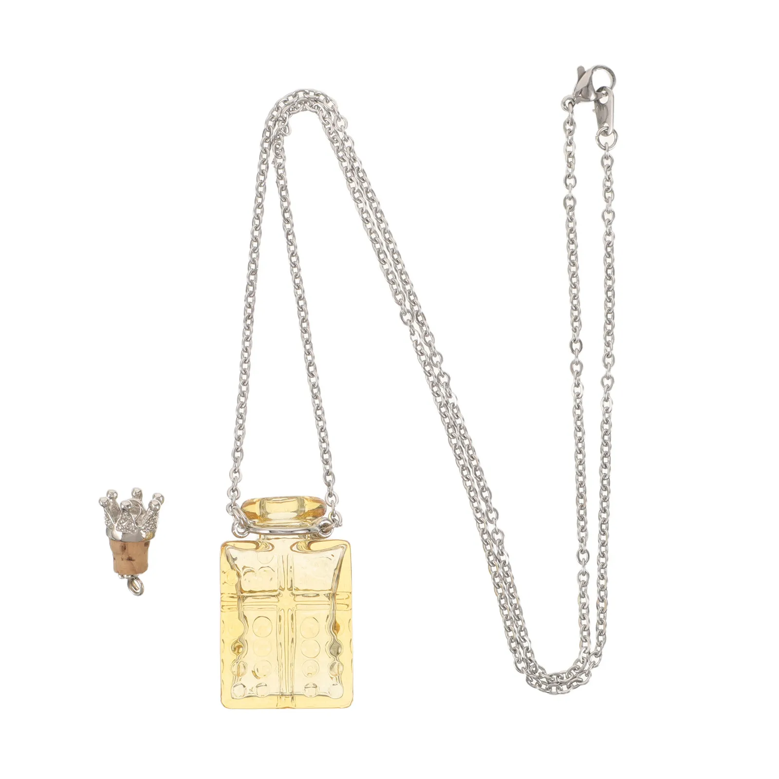 3Ml Amber Glass Essential Oil Diffuser Necklace Refillable Perfume Vial Pendant Adjustable Metal Chain Women Keepsake