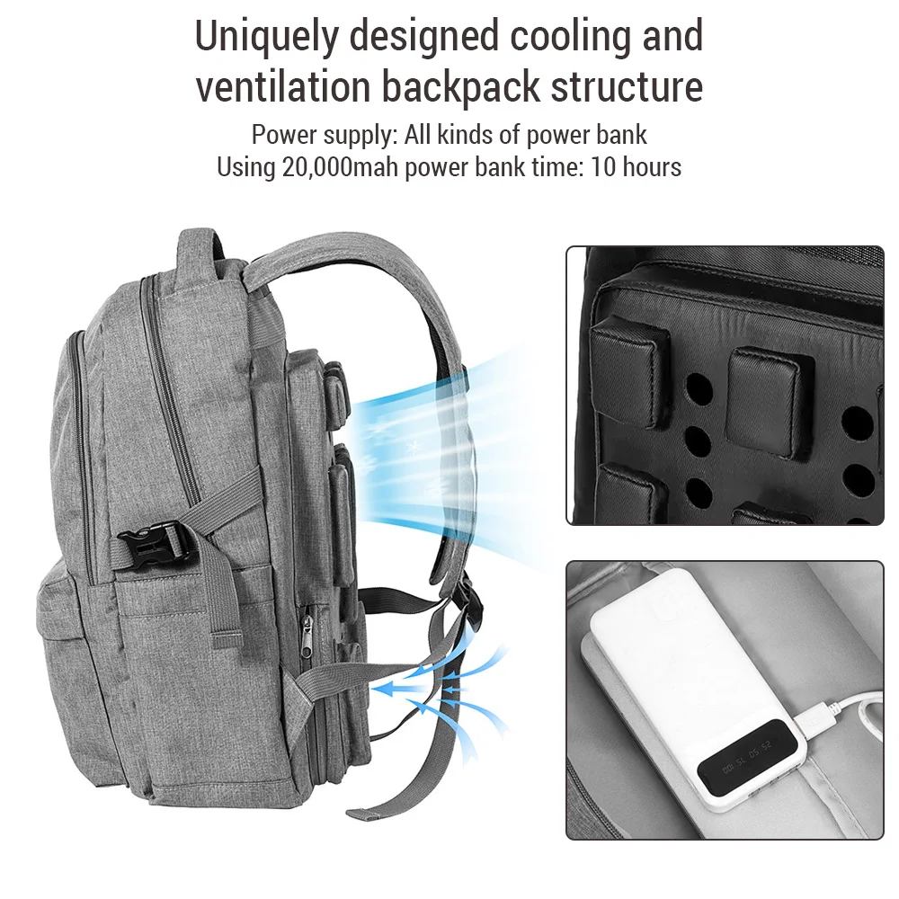 Cooling Fan Backpack Outdoor Activities Portable Fan Backpack with Built-in Fan Summer Cooling Backpack for Hiking and Travel