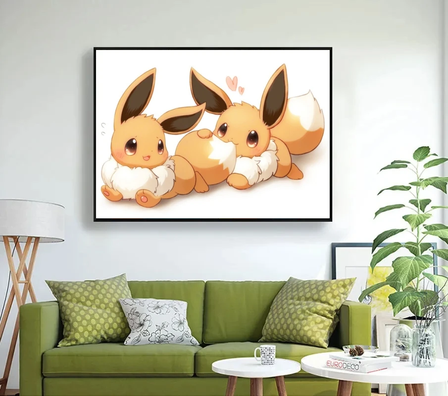 Cartoon Character Pokémon Sylveon Imagem Canvas Print, Comic Wall Sticker, Living Room Decoration, Painting Gift