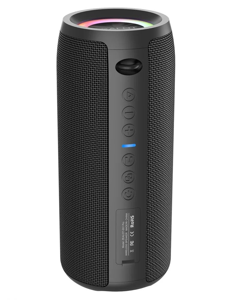 ZEALOT-S51Pro Bluetooth-Lautsprecher für den Außenbereich, IPX6, wasserdicht, 40 W, BT5.2-Lautsprecher, Stereo-Surround-Lautsprecher mit cool pulsiertem EQ-Licht